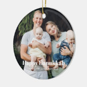 Moderne twee foto dubbelzijdige aangepaste tekst C Keramisch Ornament (Links)