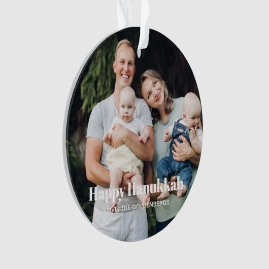 Moderne twee foto dubbelzijdige aangepaste tekst C Ornament (voorkant)