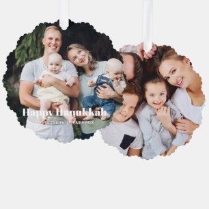 Moderne twee foto dubbelzijdige aangepaste tekst C Ornament Kaart