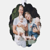 Moderne twee foto dubbelzijdige aangepaste tekst C Ornament Kaart (Links)