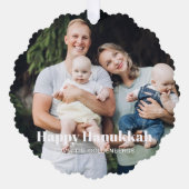 Moderne twee foto dubbelzijdige aangepaste tekst C Ornament Kaart (Voorkant)