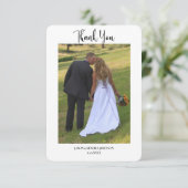 Moderne Twee Foto Eenvoudig Bericht Trouwen Bedankkaart (Staand voorkant)