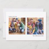 Moderne twee-foto gelukkig nieuwjaar familie minim feestdagenkaart (Voorkant)