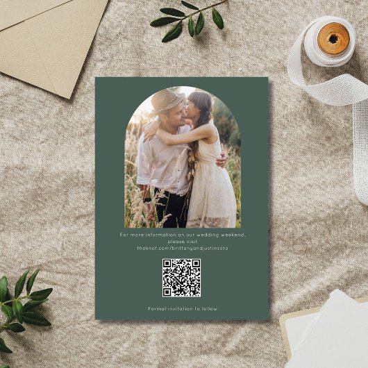 Moderne twee foto QR code bruiloft Save The Date