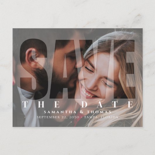 Moderne twee foto QR code Sla de datum overlay op Aankondigingskaart (Voorkant)