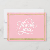 Moderne twee foto Roze Wit Goud Daisy Bedankkaart (Achterkant)