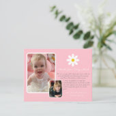 Moderne Twee Foto Roze Wit Goud Daisy Dank u Kaart (Staand voorkant)