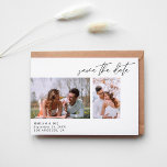 Moderne Twee Foto sparen de Witte Datum Kaart<br><div class="desc">Geniet van de opwinding van uw bruiloft door een moderne en chic Two Photo White Save the Date Kaart met uw foto en moderne kalligrafie. Zie ons collectie van de Uitnodiging van de fotobruiloft voor meer stijlen of fotooriëntaties.</div>