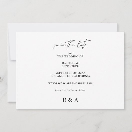 Moderne Twee Foto sparen de Witte Datum Kaart (Achterkant)