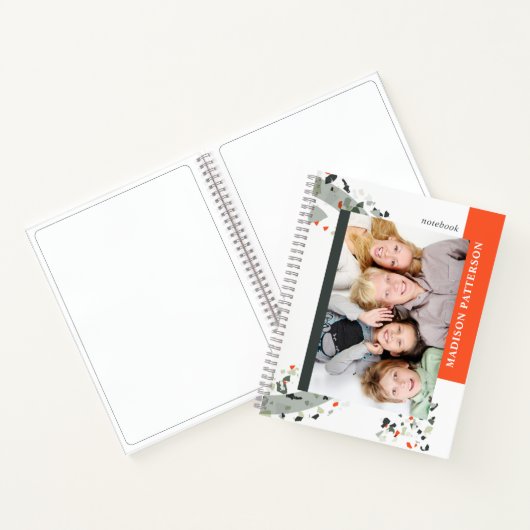 Moderne twee foto Terrazzo Persoonlijke naam Notitieboek (Binnen)