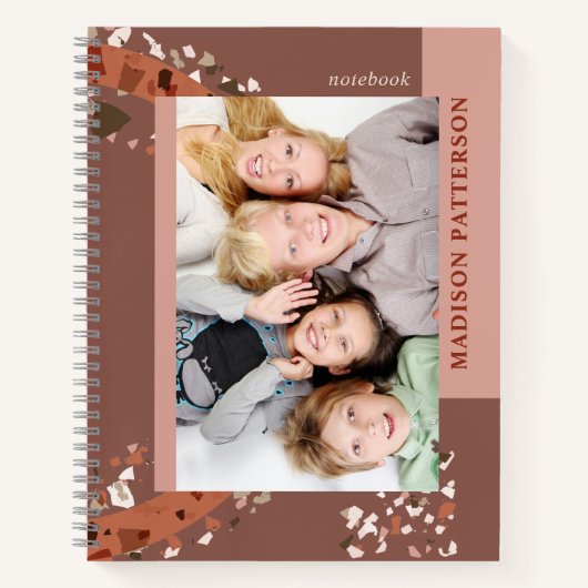 Moderne twee foto Terrazzo Persoonlijke naam Notitieboek (Voorkant)
