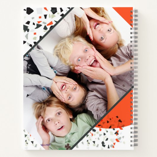 Moderne twee foto Terrazzo Persoonlijke naam Notitieboek (Achterkant)