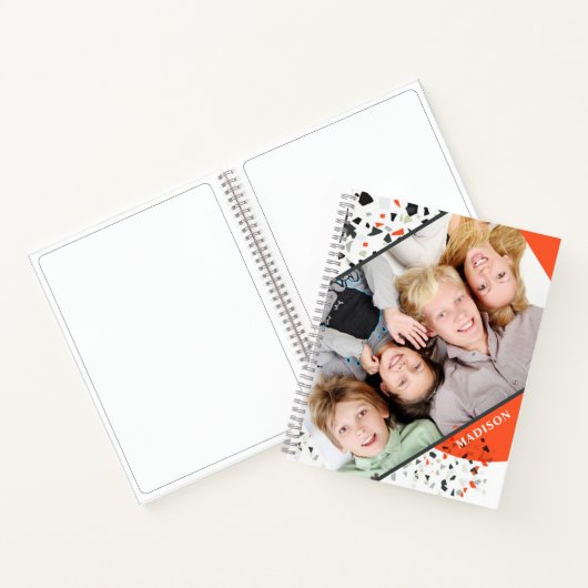 Moderne twee foto Terrazzo Persoonlijke naam Notitieboek (Binnen)