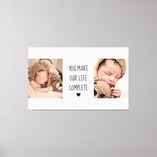 Moderne twee foto | U maakt ons leven compleet Canvas Afdruk (Voorkant)