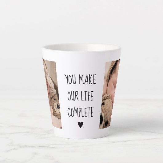 Moderne twee foto | U maakt ons leven compleet Latte Mok (Voorkant)