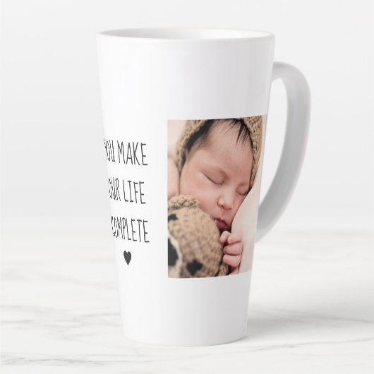 Moderne twee foto | U maakt ons leven compleet Latte Mok (Rechterhoek)