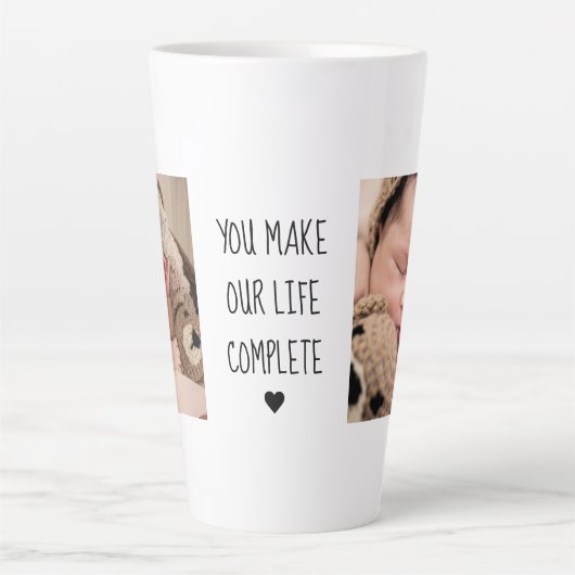 Moderne twee foto | U maakt ons leven compleet Latte Mok