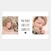 Moderne twee foto | U maakt ons leven compleet Rechthoekige Sticker (Voorkant)
