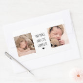 Moderne twee foto | U maakt ons leven compleet Rechthoekige Sticker (Envelop)