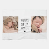 Moderne twee foto | U maakt ons leven compleet Theedoek (Horizontaal)