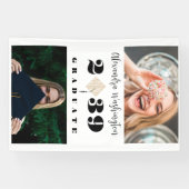 Moderne twee foto vet script afstudeerfeest spandoek (Horizontaal)