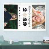 Moderne twee foto vet script afstudeerfeest spandoek (Beurs)