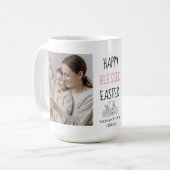 Moderne twee foto | Vrolijk geborsteld Pasen | Bun Koffiemok (Voorkant links)