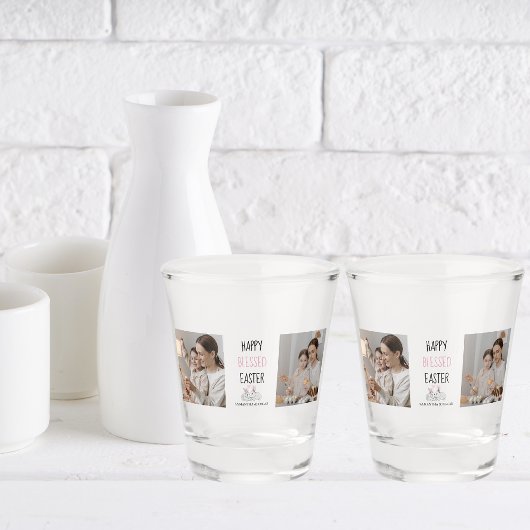 Moderne twee foto | Vrolijk geborsteld Pasen | Bun Shot Glas