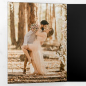 Moderne twee foto zwarte bruiloft drieluik uitnodiging (Binnenzijde eerst)