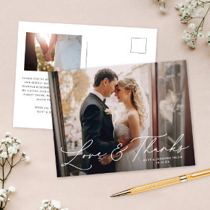 Moderne Twee Foto's Huwelijksliefde & Bedankt Briefkaart
