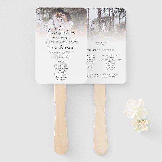 Moderne twee foto's overlay Wedding Programme Handwaaier (Voorkant en achterkant)