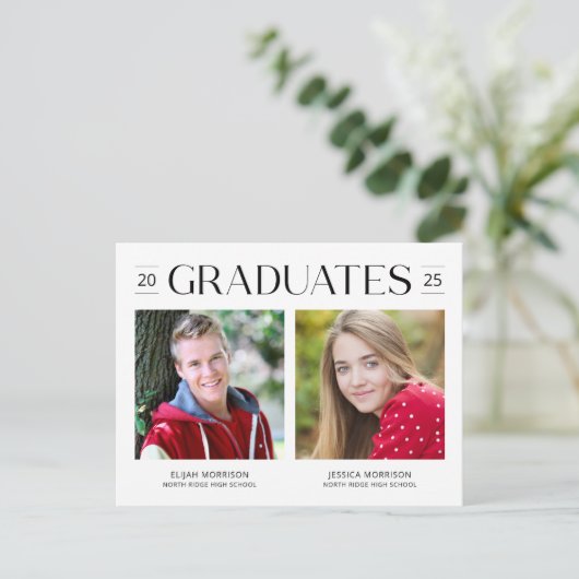 Moderne twee graduates Joint Afstuderen Foto Briefkaart (Staand voorkant)
