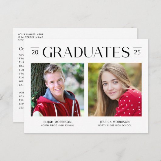 Moderne twee graduates Joint Afstuderen Foto Briefkaart (Voorkant / Achterkant)