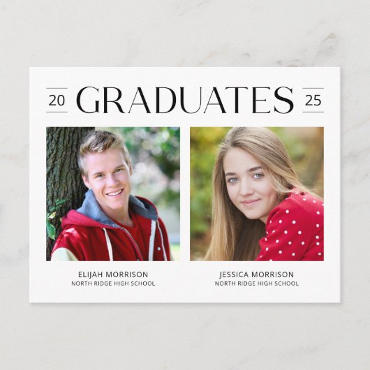 Moderne twee graduates Joint Afstuderen Foto Briefkaart (Voorkant)