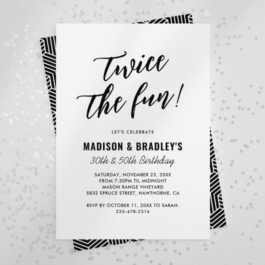 Moderne twee keer het leuke gezamenlijke verjaarda kaart