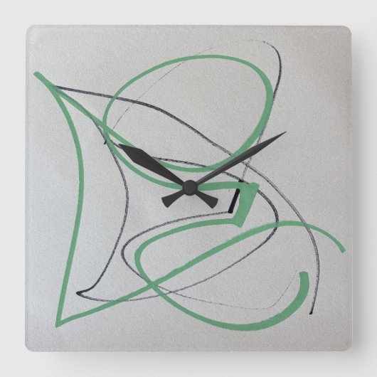Moderne Twee-Kleur Abstracte Kunstklok Vierkante Klok (Voorkant)