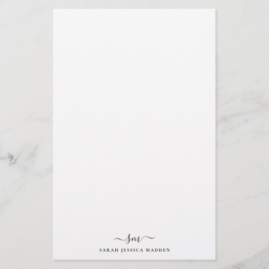 Moderne Twee Monogram Initiaal Meisjesachtig Scrip Briefpapier (Voorkant)