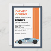 Moderne twee snelle race auto jongen 2e verjaardag kaart (Voorkant)