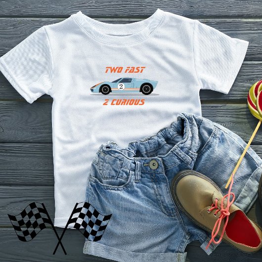 Moderne twee snelle race auto jongen 2e verjaardag kinder shirts
