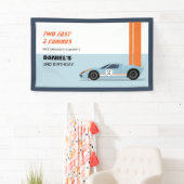 Moderne twee snelle race auto jongen 2e verjaardag spandoek (Insitu)