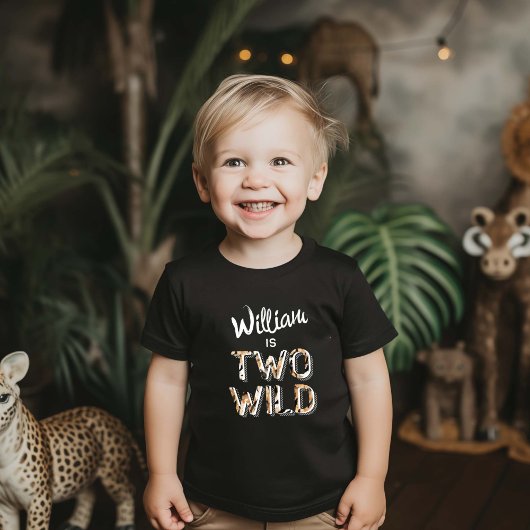 Moderne twee Wild Simple Safari thema 2e verjaarda Kinder Shirts