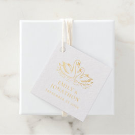 Moderne twee zwanen in liefde bedankt bruiloft bedankjes labels