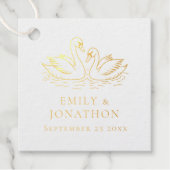 Moderne twee zwanen in liefde bedankt bruiloft bedankjes labels (Voorkant)