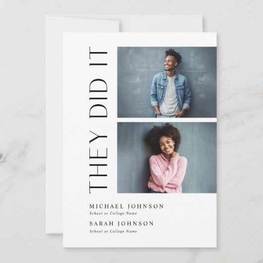 Moderne tweecorridale Graduates Double Graduation Kaart (Voorkant)