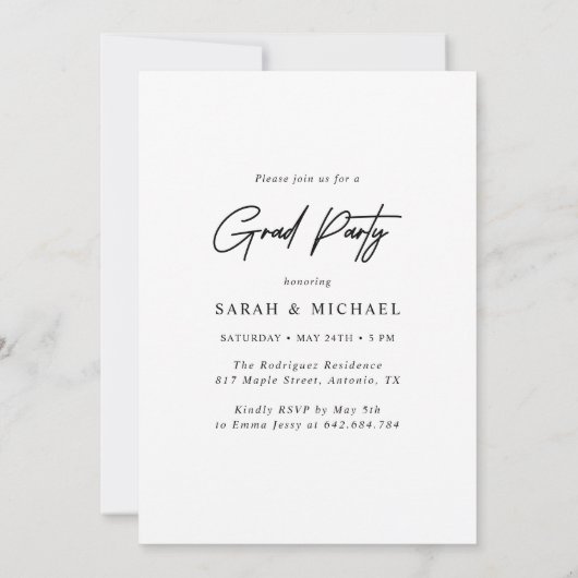 Moderne tweecorridale Graduates Double Graduation Kaart (Achterkant)