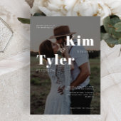 Moderne tweedaagse foto-bruiloft met zwarte en wit kaart