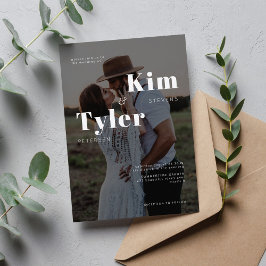 Moderne tweedaagse foto-bruiloft met zwarte en wit kaart