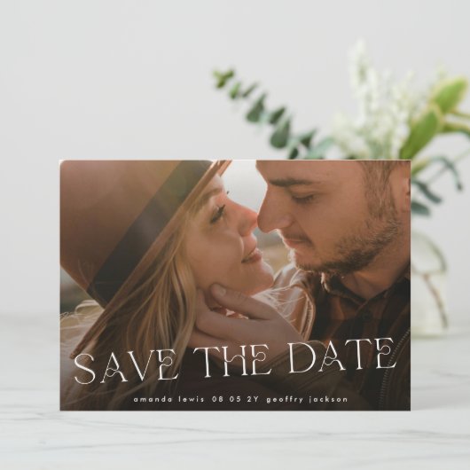 Moderne tweedaagse foto QR CODE Wedding Save The Date (Staand voorkant)