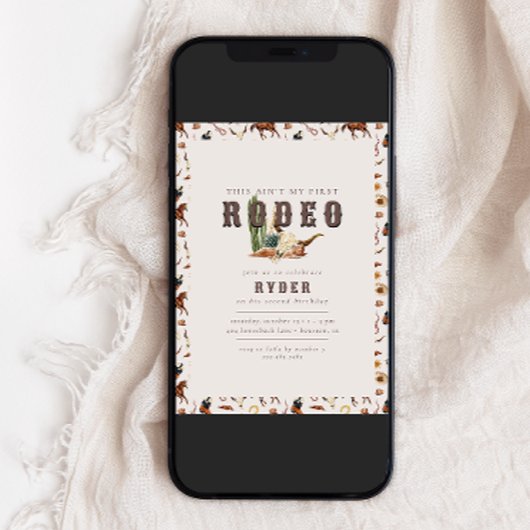 Moderne tweede Rodeo Westerne jongens 2e verjaarda Kaart