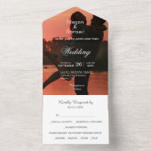 Moderne tweedetectminimalistische bruiloft met fot all in one uitnodiging (Binnen)